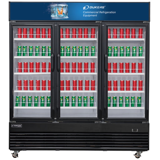 Dukers DSM-69R Commercial Glass Swing 3-Door Merchandiser Refrigerator, 78" Wide - Top Restaurant Supplies