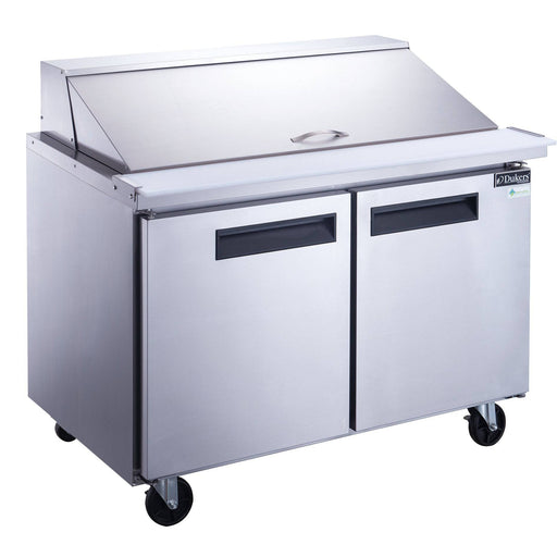 Dukers DSP48-18M-S2 2-Door Commercial Food Prep Table Refrigerator in Stainless Steel with Mega Top, 48.125" Wide - Top Restaurant Supplies