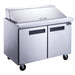 Dukers DSP48-18M-S2 2-Door Commercial Food Prep Table Refrigerator in Stainless Steel with Mega Top, 48.125" Wide - Top Restaurant Supplies