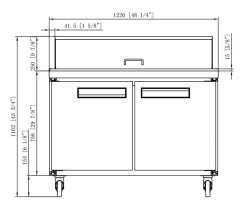 Dukers DSP48-18M-S2 2-Door Commercial Food Prep Table Refrigerator in Stainless Steel with Mega Top, 48.125" Wide - Top Restaurant Supplies