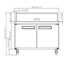 Dukers DSP60-24M-S2 2-Door Commercial Food Prep Table Refrigerator in Stainless Steel with Mega Top, 60" Wide - Top Restaurant Supplies