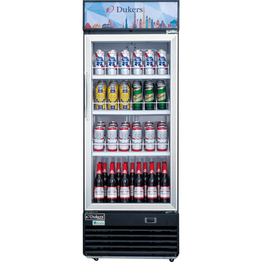 Dukers DSM-12R Commercial Single Glass Swing Door Merchandiser Refrigerator, 24.75" Wide - Top Restaurant Supplies