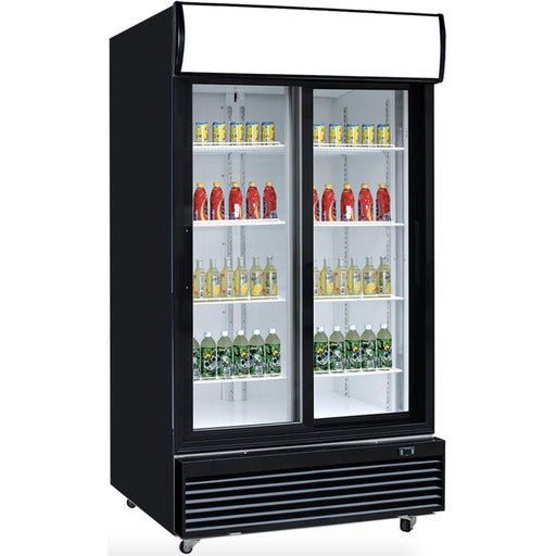 Dukers DSM-32SR Commercial Glass Sliding 2-Door Merchandiser Refrigerator, 39.375" Wide - Top Restaurant Supplies