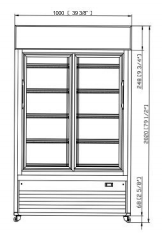 Dukers DSM-40SR Commercial Glass Sliding 2-Door Merchandiser Refrigerator in Black, 47.25" Wide - Top Restaurant Supplies
