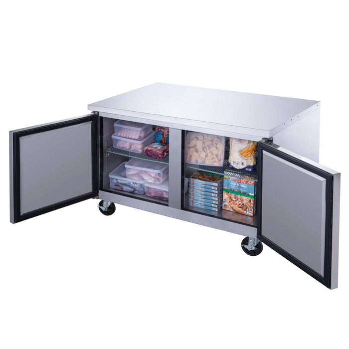 Dukers DUC48F 2-Door Undercounter Freezer in Stainless Steel, 48.125" Wide - Top Restaurant Supplies
