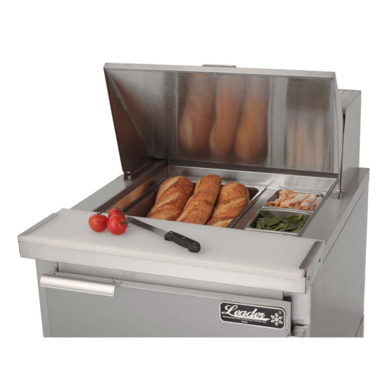 Leader NSFM27 Mega Top Bain Marie, Sandwich & Salad Refrigerated Prep Table,1 Door, 27" - Top Restaurant Supplies - Mega Top Bain Marie - Leader Refrigeration