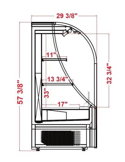Excellence Industries AC-6 25 1/2" Open Air Curtain Display Case Merchandiser, 6.0 Cu Ft. - Top Restaurant Supplies