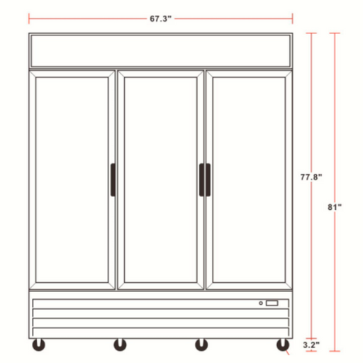 Unity U-GM-3 68" Three Glass Door Merchandiser Refrigerator with LED Lighting - Top Restaurant Supplies