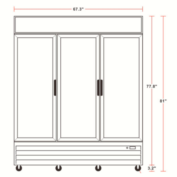 Unity U-GM-3 68" Three Glass Door Merchandiser Refrigerator with LED Lighting - Top Restaurant Supplies