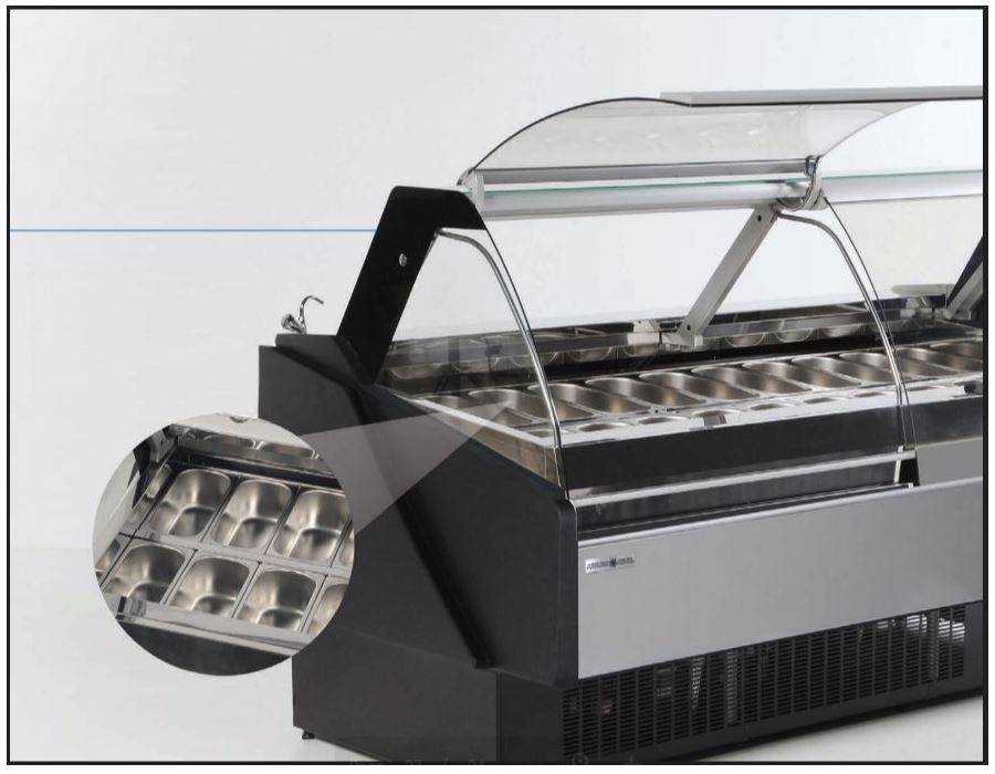 Hydra-Kool KFM-GL-40-S Curved Glass Gelato Case - Top Restaurant Supplies