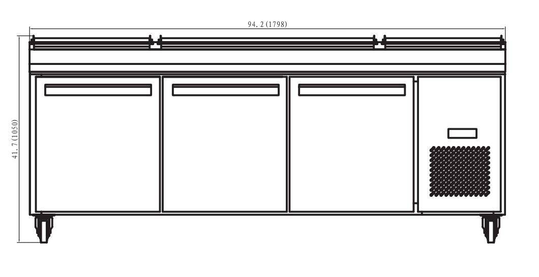 IKON IPP71 Pizza Prep Table, 70.8" Wide, 19.25 Cu. Ft. - Top Restaurant Supplies
