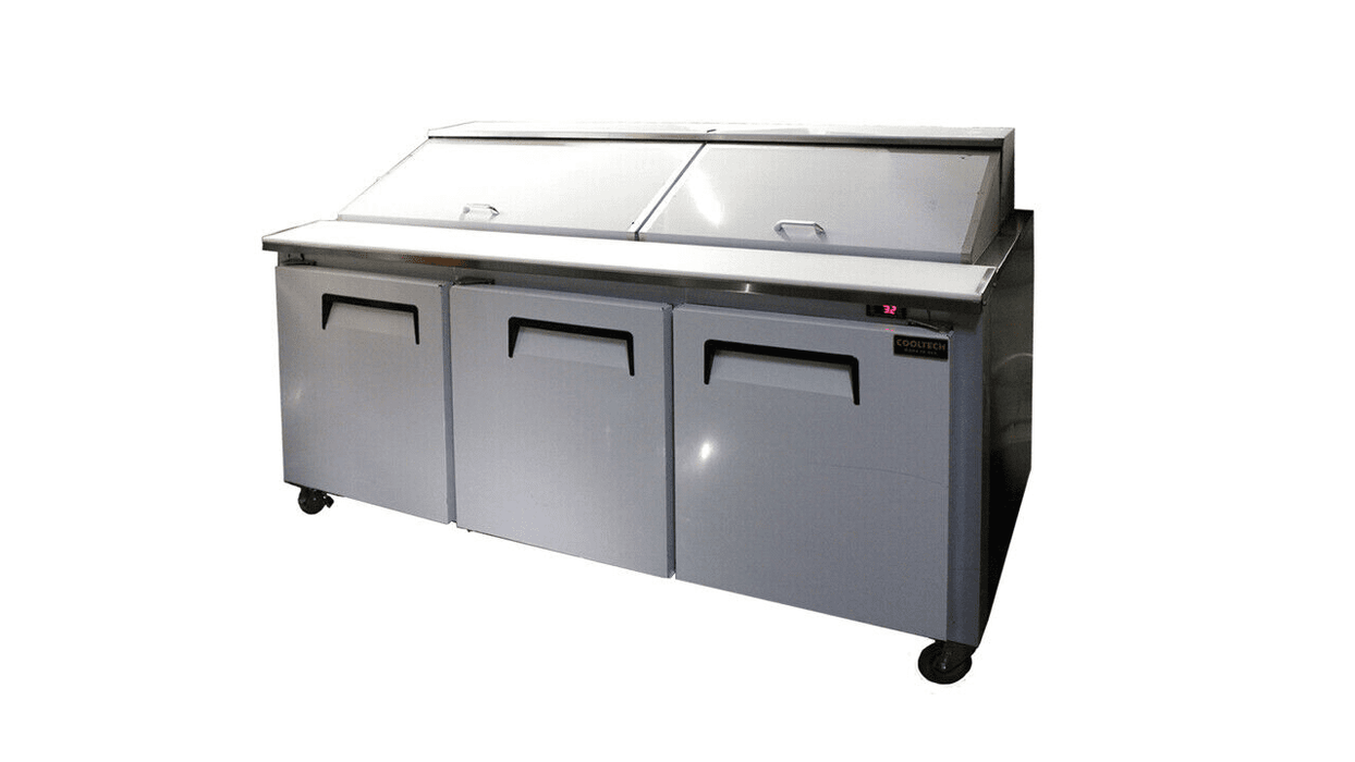 Cooltech CTR-84BMB Refrigerated 3-Door Sandwich Prep Table 84” - Top Restaurant Supplies - Sandwich Prep Table - Cooltech