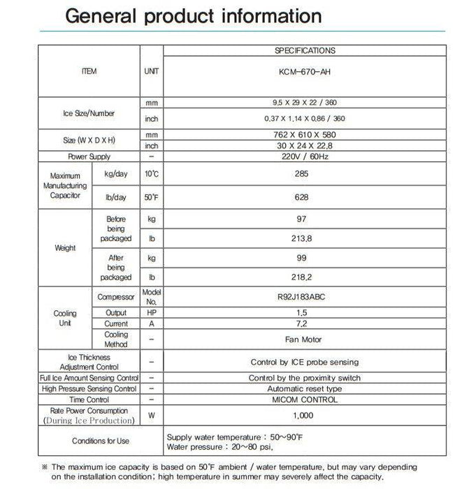 Kool-It KCM-670-AH Modular Ice Makerr, 666 Lbs. Per Day, Half Cube Style Ice - Top Restaurant Supplies
