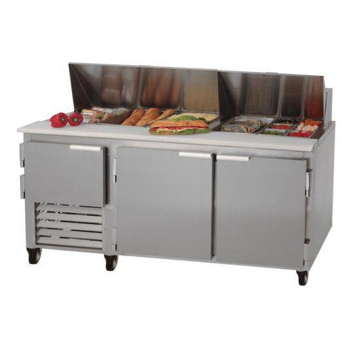 Leader Refrigeration LM72 72" Sandwich Prep Table Cooler, 2 1/2 Door and 2 Shelves - Top Restaurant Supplies