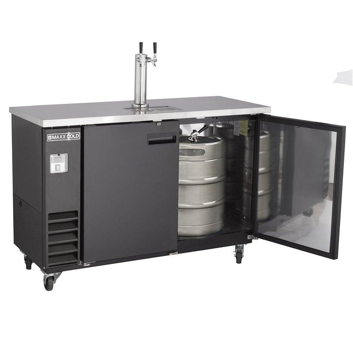 MXBD48-1BHC Maxx Cold Two Keg, One Tower Beer Dispenser, Black, 48” Wide - Top Restaurant Supplies