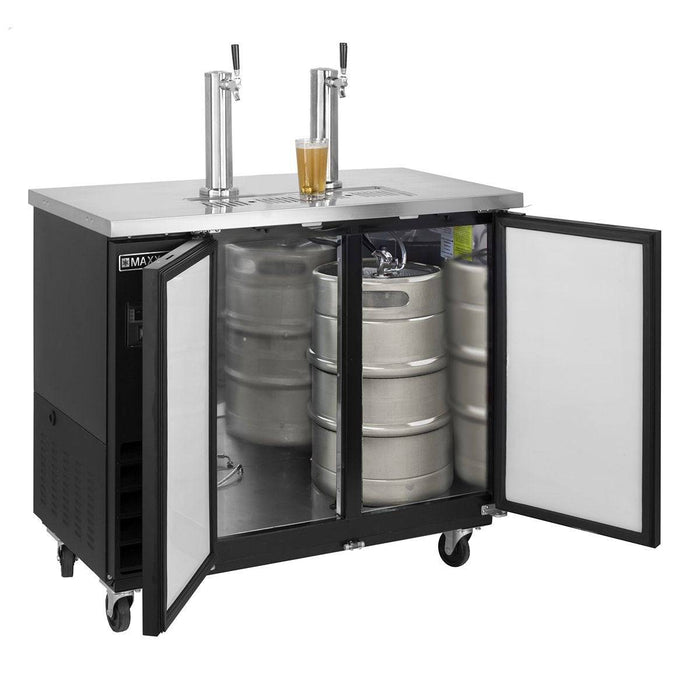 MXBD48-2BHC Maxx Cold Two Keg, Two Tower Beer Dispenser, Black, 48” Wide - Top Restaurant Supplies
