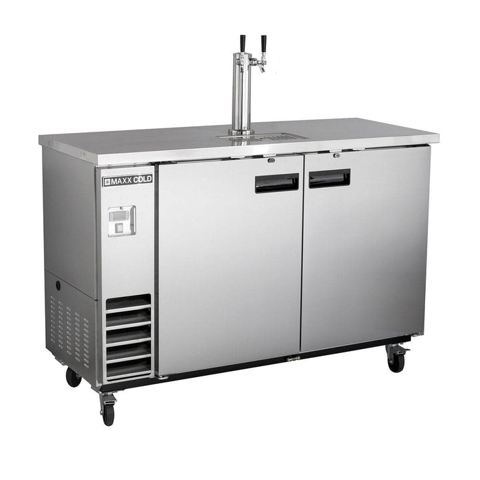 MXBD60-1SHC Maxx Cold Two Keg, One Tower Beer Dispenser, Stainless Steel, 60” Wide - Top Restaurant Supplies