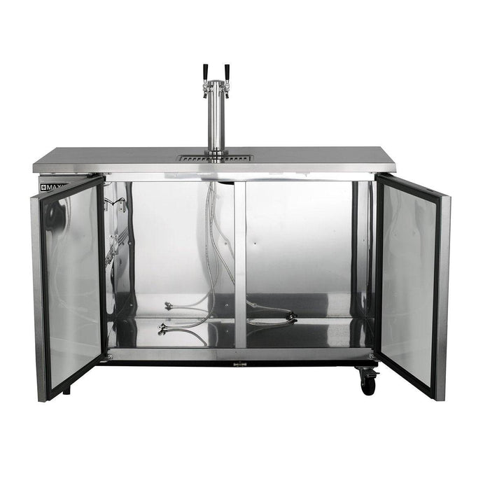 MXBD60-1SHC Maxx Cold Two Keg, One Tower Beer Dispenser, Stainless Steel, 60” Wide - Top Restaurant Supplies