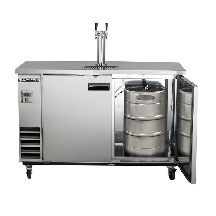 MXBD60-1SHC Maxx Cold Two Keg, One Tower Beer Dispenser, Stainless Steel, 60” Wide - Top Restaurant Supplies