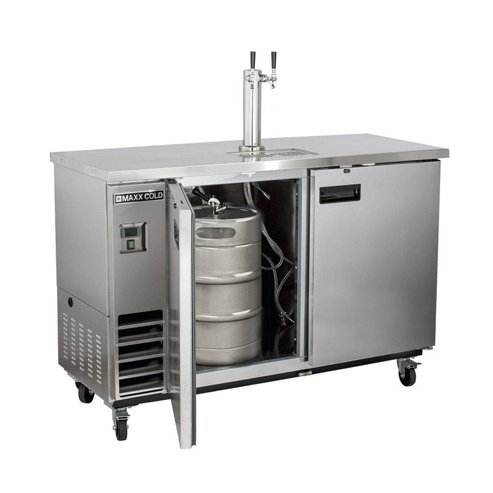 MXBD60-1SHC Maxx Cold Two Keg, One Tower Beer Dispenser, Stainless Steel, 60” Wide - Top Restaurant Supplies