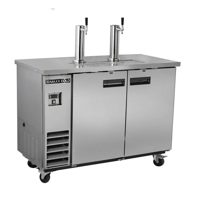 MXBD60-2SHC Maxx Cold Two Keg, Two Tower Beer Dispenser, Stainless Steel, 60” Wide - Top Restaurant Supplies