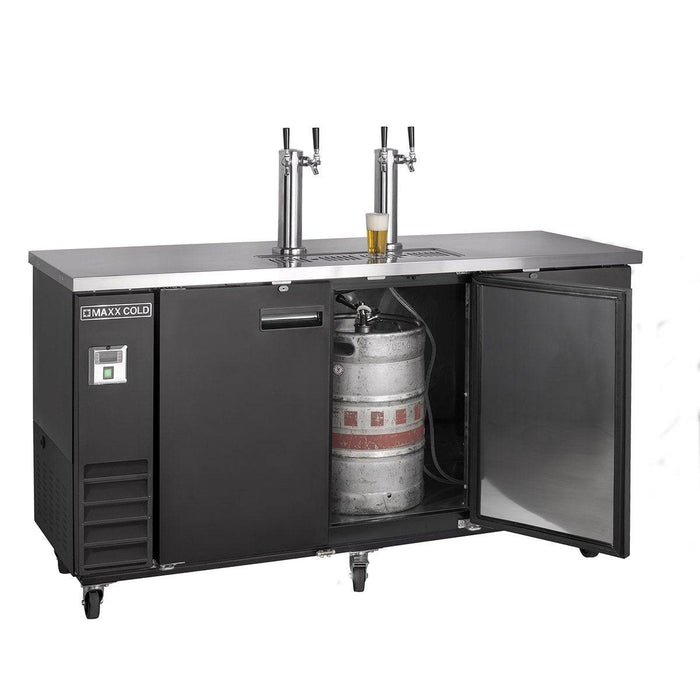 MXBD72-2BHC Maxx Cold Three Keg, Two Tower Beer Dispenser, Black, 72” Wide - Top Restaurant Supplies