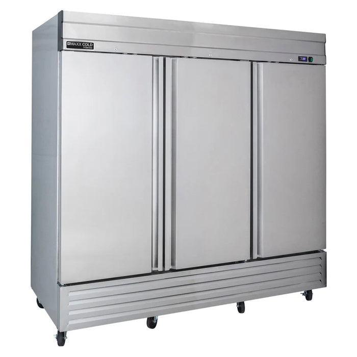 Maxx Cold MVF-72FD V-Series 3 Door Reach-In Freezer, Bottom Mount, 81"W, 65 cu. ft. Storage Capacity, in Stainless Steel (MVF-72FDHC) - Top Restaurant Supplies - Reach-In Freezer - Maxx Cold