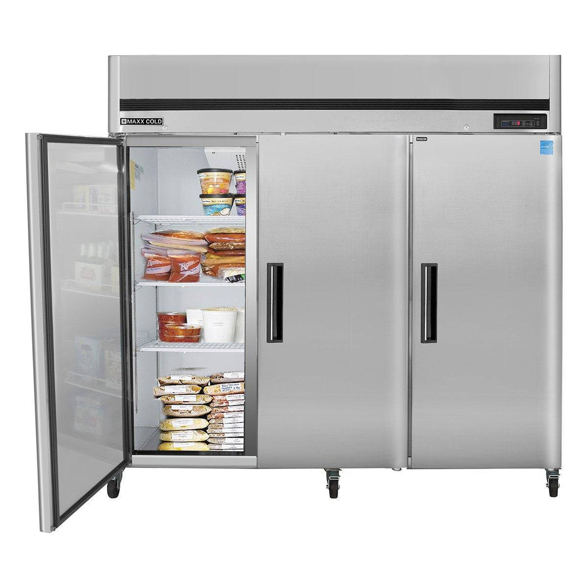 MCFT-72FDHC Maxx Cold Triple Door, Solid Door Reach-In Freezer, Top ...