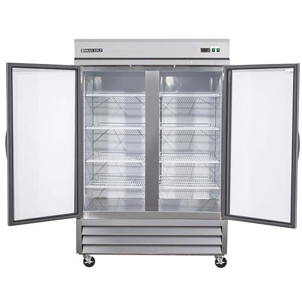 MXCR-49GDHC Maxx Cold Double Door, Glass Door Reach-In Refrigerator, Bottom Mount, 49 Cu ft - Top Restaurant Supplies