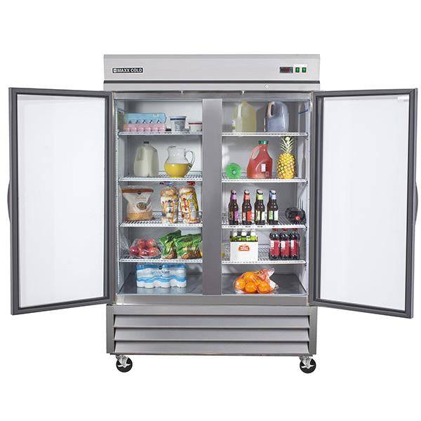 MXCR-49GDHC Maxx Cold Double Door, Glass Door Reach-In Refrigerator, Bottom Mount, 49 Cu ft - Top Restaurant Supplies