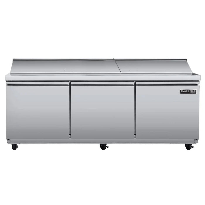 Maxx Cold MVR72MHC V-Series 3 Door Refrigerated Mega Top Prep Table, 72"W, 19.6 cu ft, in Stainless Steel - Top Restaurant Supplies - Refrigerated Pizza Prep Table - Maxx Cold