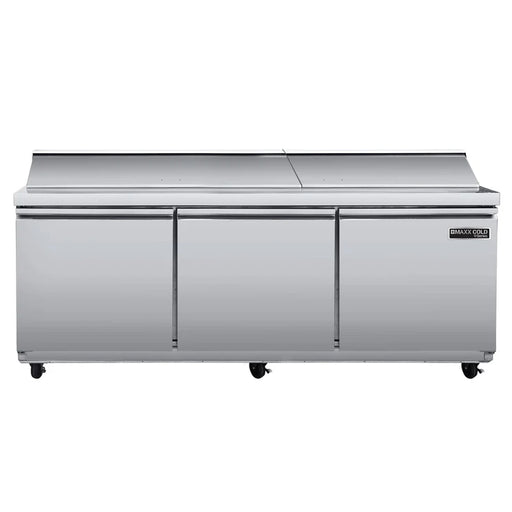 Maxx Cold MVR72SHC V-Series 3 Door Refrigerated Sandwich and Salad Prep Station, 72"W, 20.5 cu ft, in Stainless Steel - Top Restaurant Supplies - Refrigerated Sandwich Prep Table - Maxx Cold
