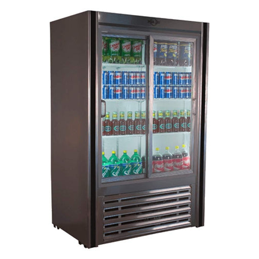 Universal Coolers RW-38-SC 38" Two Sliding Door Merchandiser Refrigerator with 3 Shelves, Self Contained - Top Restaurant Supplies