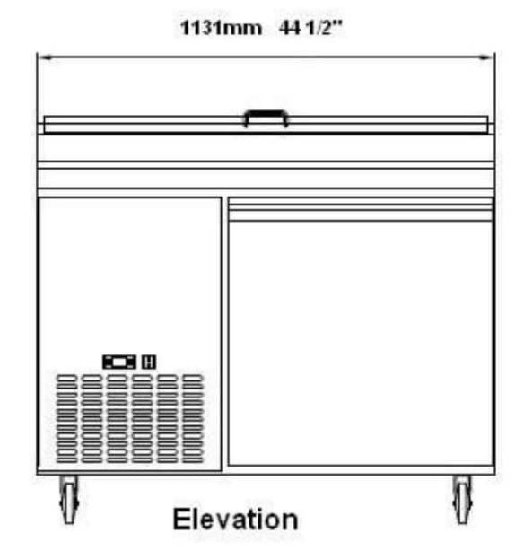 SABA SPP-44-6 44″ One Door Refrigerated Pizza Prep Table with Pans Stainless Steel - Top Restaurant Supplies