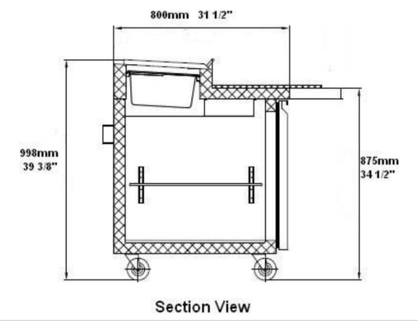 SABA SPP-44-6 44″ One Door Refrigerated Pizza Prep Table with Pans Stainless Steel - Top Restaurant Supplies
