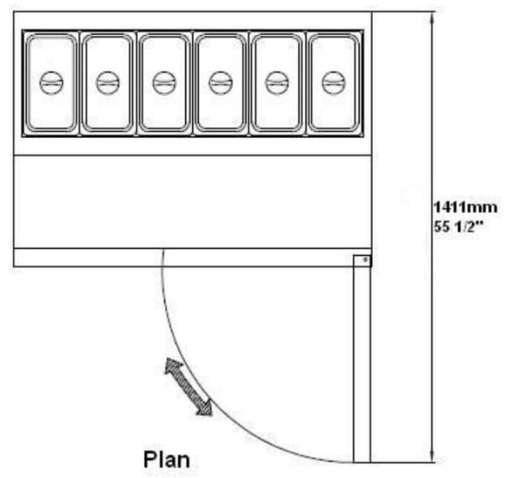 SABA SPP-44-6 44″ One Door Refrigerated Pizza Prep Table with Pans Stainless Steel - Top Restaurant Supplies