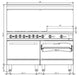 SABA GR60-24 60" 6 Open Burner Gas Range with 24" Gas Griddle & Bottom Oven 282,000 BTU - Top Restaurant Supplies