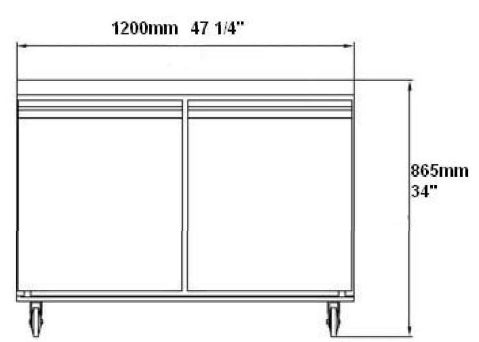 SABA SUC-48R 47 1/4″ Two Door Undercounter Refrigerator Stainless Steel, 12 Cu. Ft. - Top Restaurant Supplies