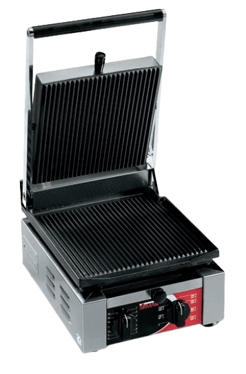 Sirman 34A1301105SI ELIO R 10"x10" Panini Grill Grooved Top and Bottom with Timer - Top Restaurant Supplies
