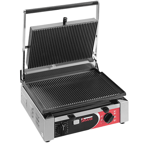 Sirman 34A2301105SI CORT R 10"x15" Panini Grill Grooved Top and Grooved Bottom with Timer - Top Restaurant Supplies