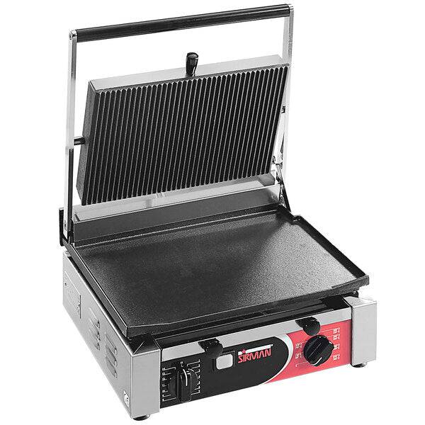 Sirman 34A2601105SI CORT L 10"x15" Panini Grill Grooved Top and Flat Bottom with Timer - Top Restaurant Supplies