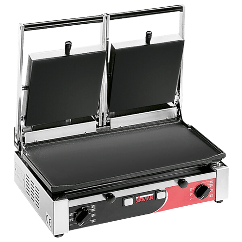 Sirman 34A3441105SI PD LL 10"x20" Double Panini Grill Flat Top and Flat Bottom with Timer 220V - Top Restaurant Supplies