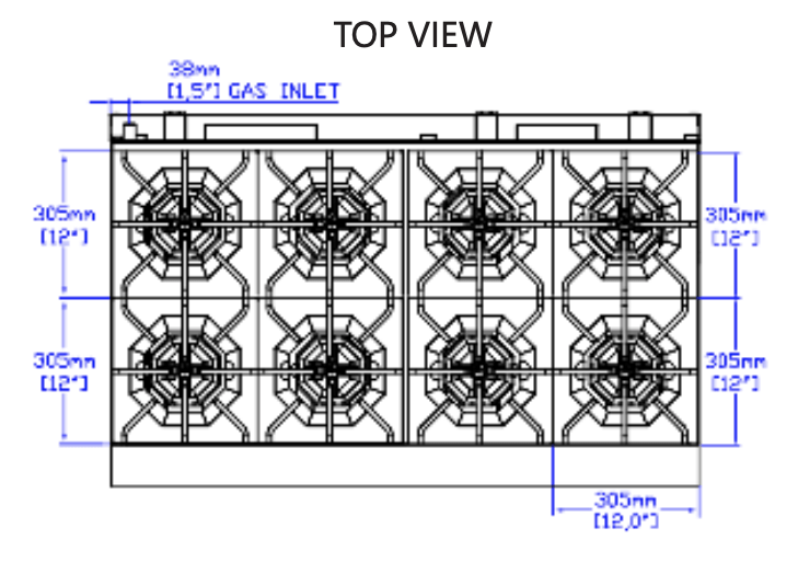 Standard Range SR-R48-NG 48" Natural Gas Commercial Range with 8 Burner, 2 Oven, 306,000 BTU - Top Restaurant Supplies