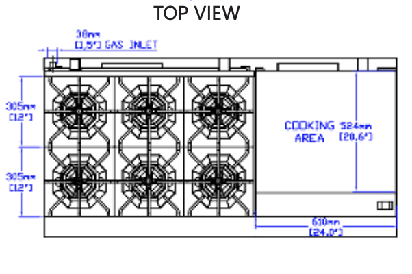 Standard Range SR-R60-24RG-NG 60" Natural Gas Range with 6 Burners, 24" Raised Griddle and 2 Oven-306,000 BTU - Top Restaurant Supplies