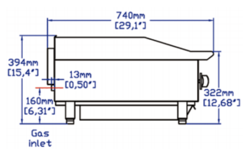 Griddle Dimensions Standard Range SR-G12-M 12