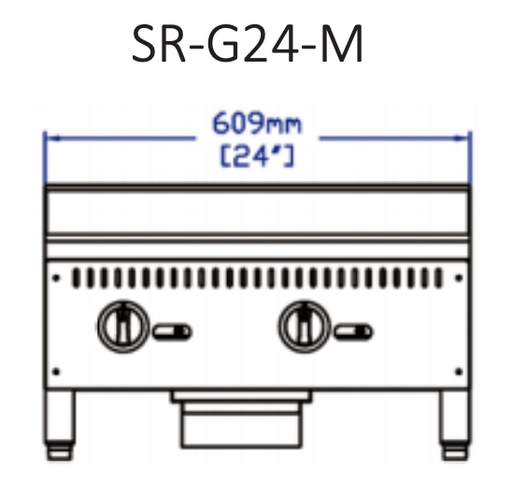 Standard Range SR-G24-M 24" Commercial Countertop 2 Burner Gas Griddle with Manual Control, 60,000 BTU - Top Restaurant Supplies