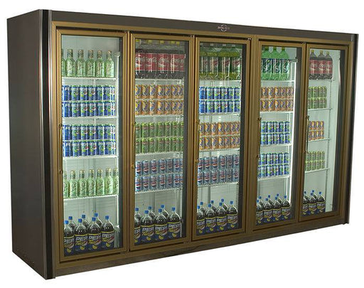 Universal Coolers ADM-5 126" Five Door Merchandiser Refrigerator with 20 Shelves - Top Restaurant Supplies
