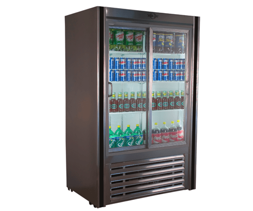 Universal Coolers RW-48-SC 48" Two Sliding Door Merchandiser Refrigerator with 6 Shelves, Self Contained - Top Restaurant Supplies