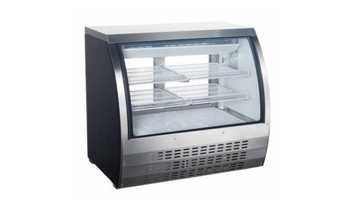 Universal Coolers FCI-48-SC 48" Refrigerated Deli Display Case, Counter Height with 6 Shelves, Curved Glass, Self-Contained, Stainless Steel - Top Restaurant Supplies