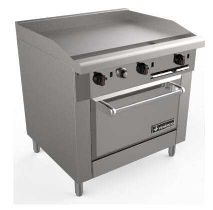Venancio R36ST-36G 36" Elite Combo Range with 3 Manual Griddle on right, 1 Oven, Restaurant Series - Top Restaurant Supplies